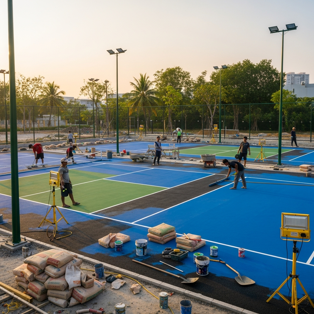 Thi công sân Pickleball Daklak