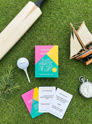 Bermuda Trivia Sports Edition flat lay