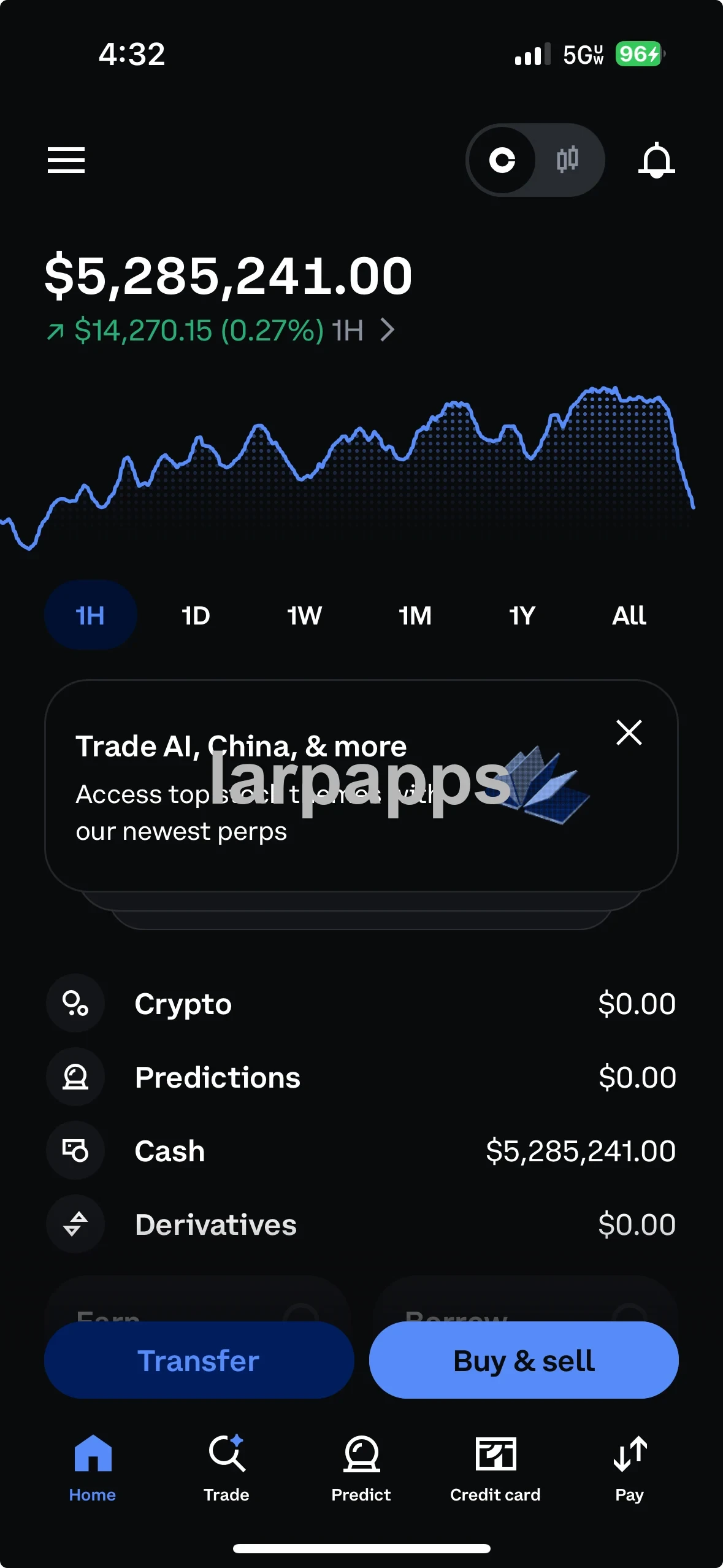 Coinbase portfolio home interface preview