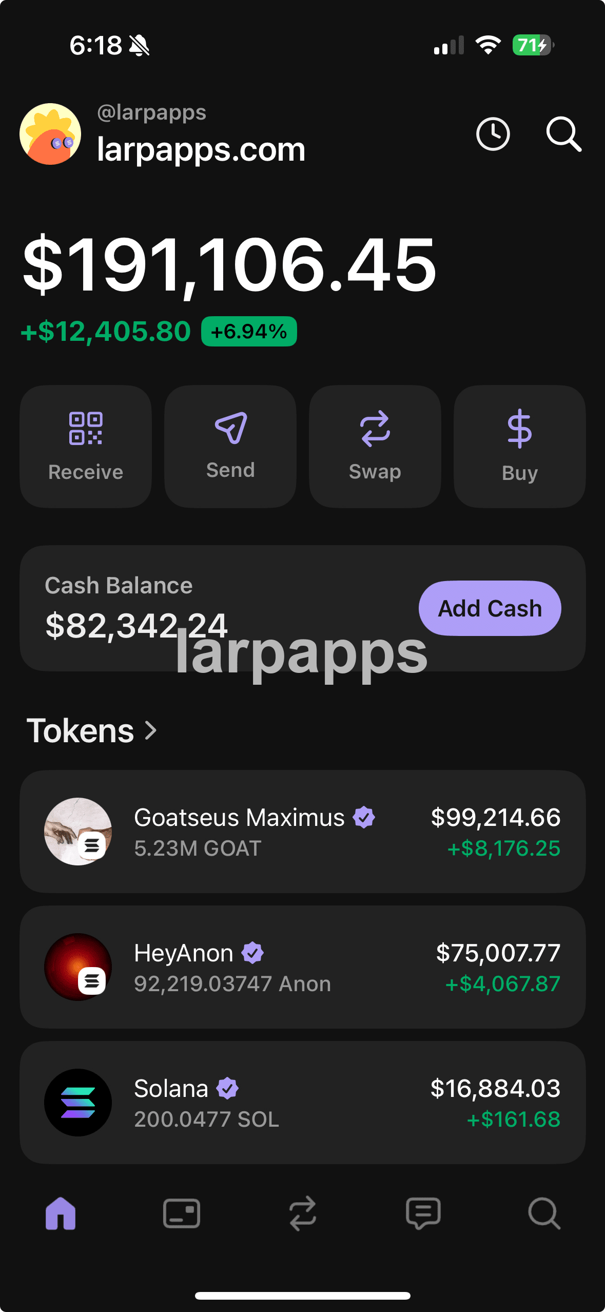Phantom wallet screen