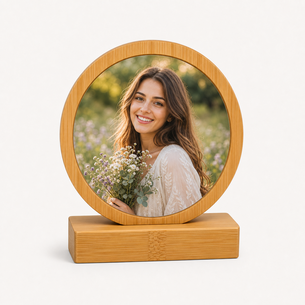 Bamboo Round Photo Frame NZ | Circle Sublimation Print