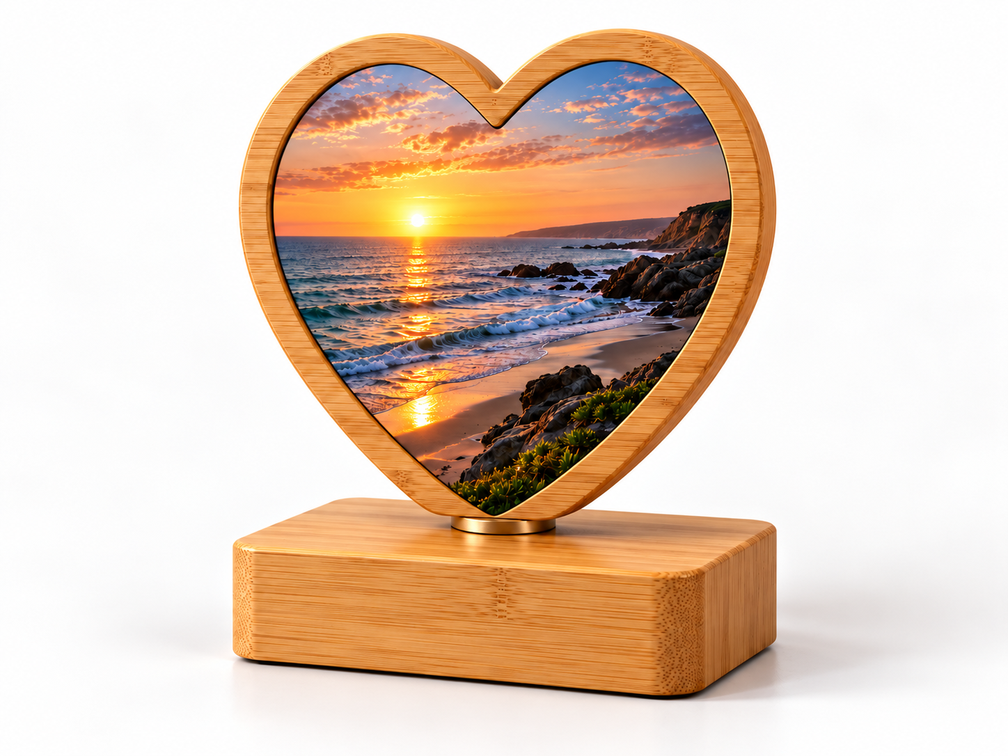 Personalised Bamboo Heart Photo Frame NZ | BlueLink Printing