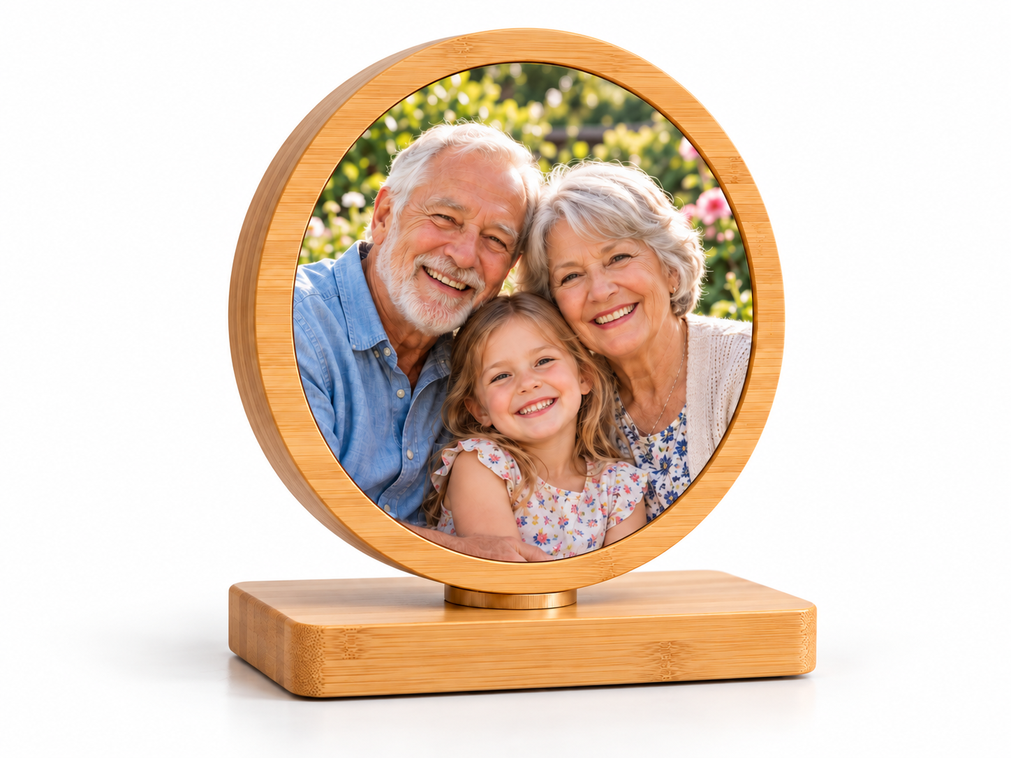 Personalised Round Bamboo Photo Frame