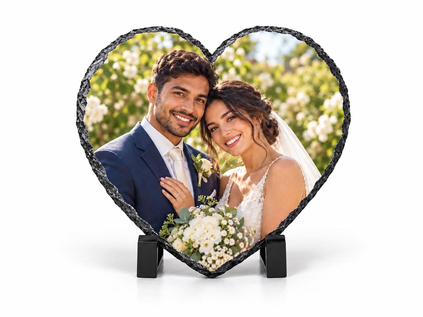 Personalised Heart-Shaped Stone Photo Frame