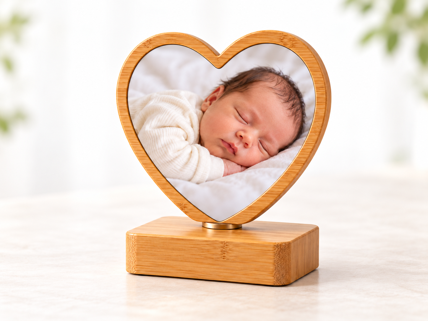 Personalised Bamboo Heart Photo Frame