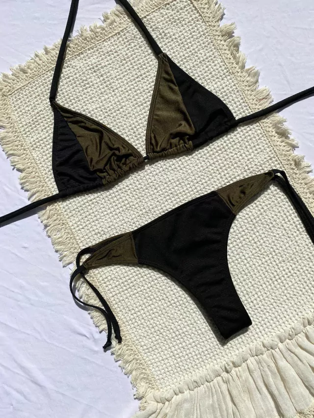 Bikini Denisse Combinada - Verde Militar con Negro