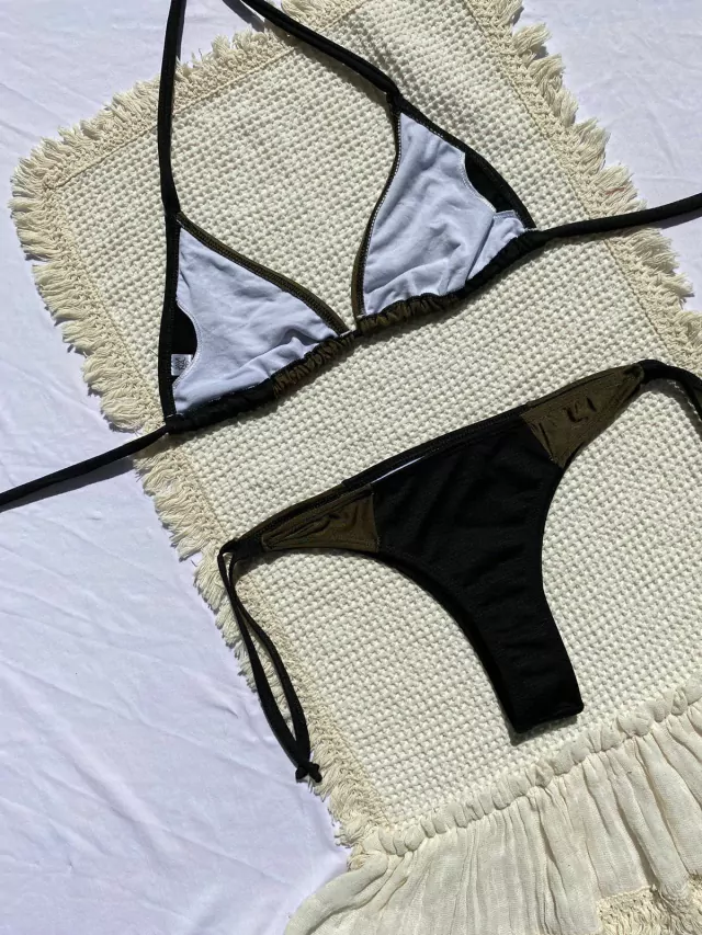 Bikini Denisse Combinada - Verde Militar con Negro 2