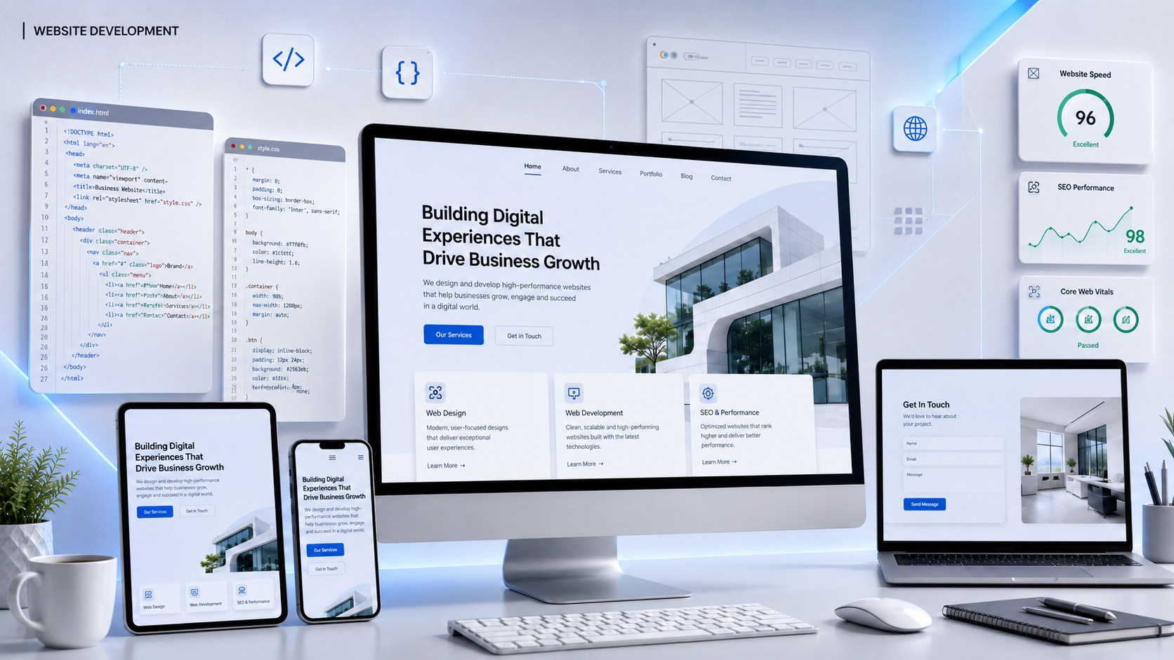 Professional website development on responsive devices.