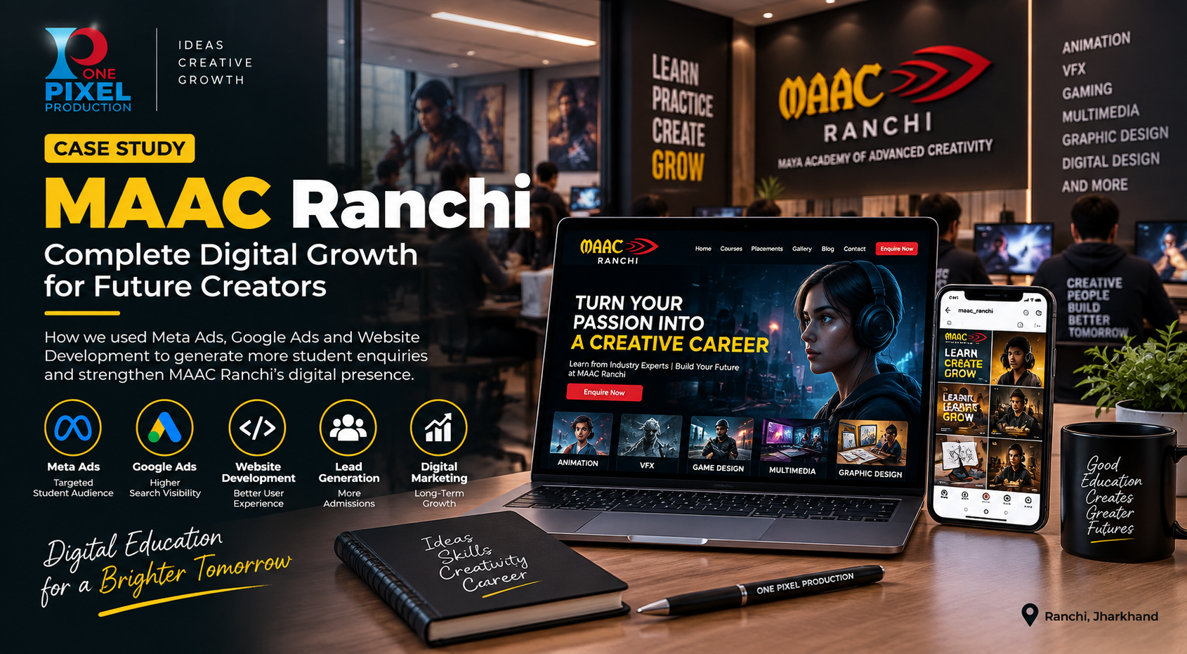 MAAC Ranchi education digital marketing case study by One Pixel Production
