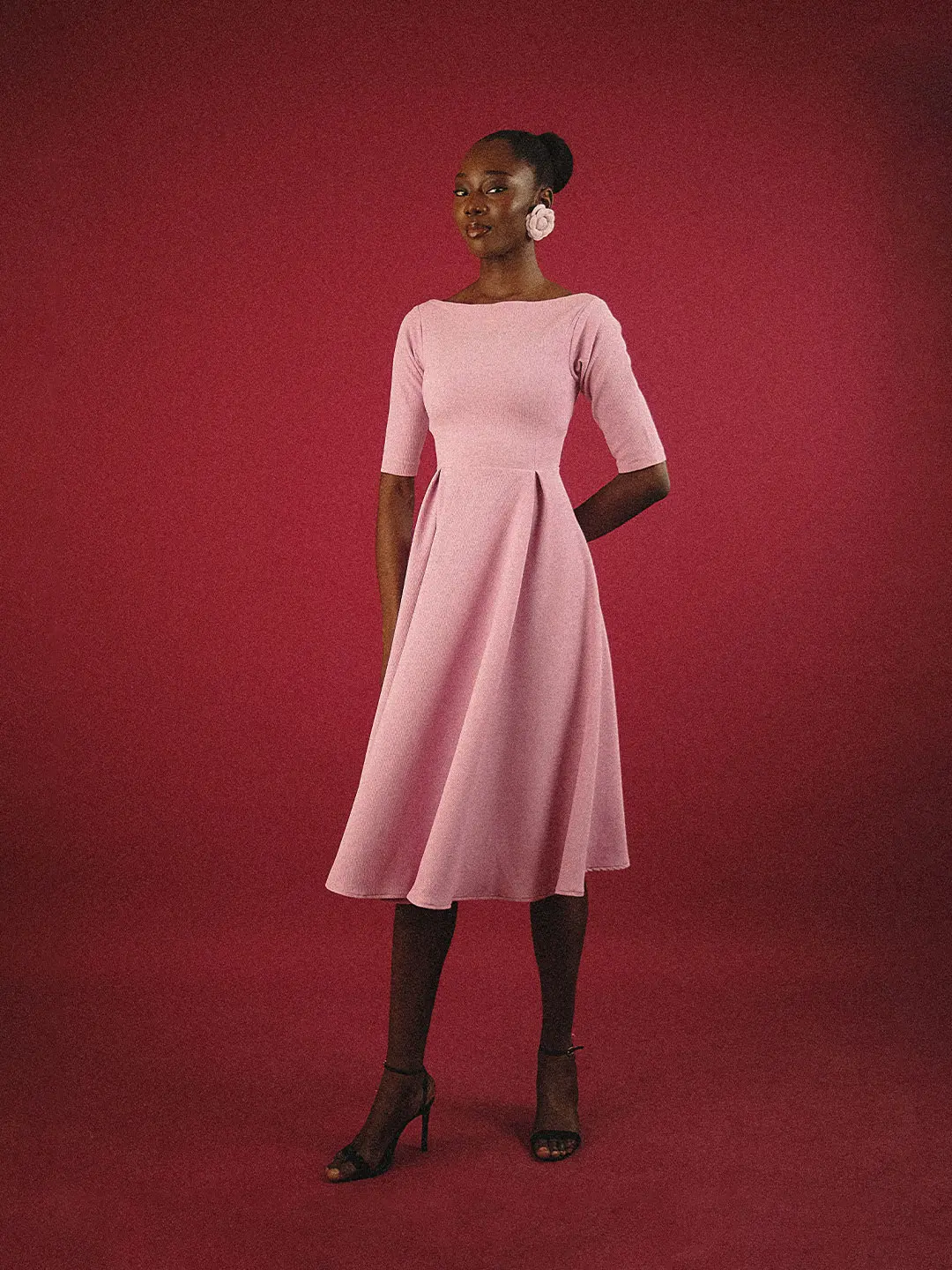 Boat neck flare dress - Image 11