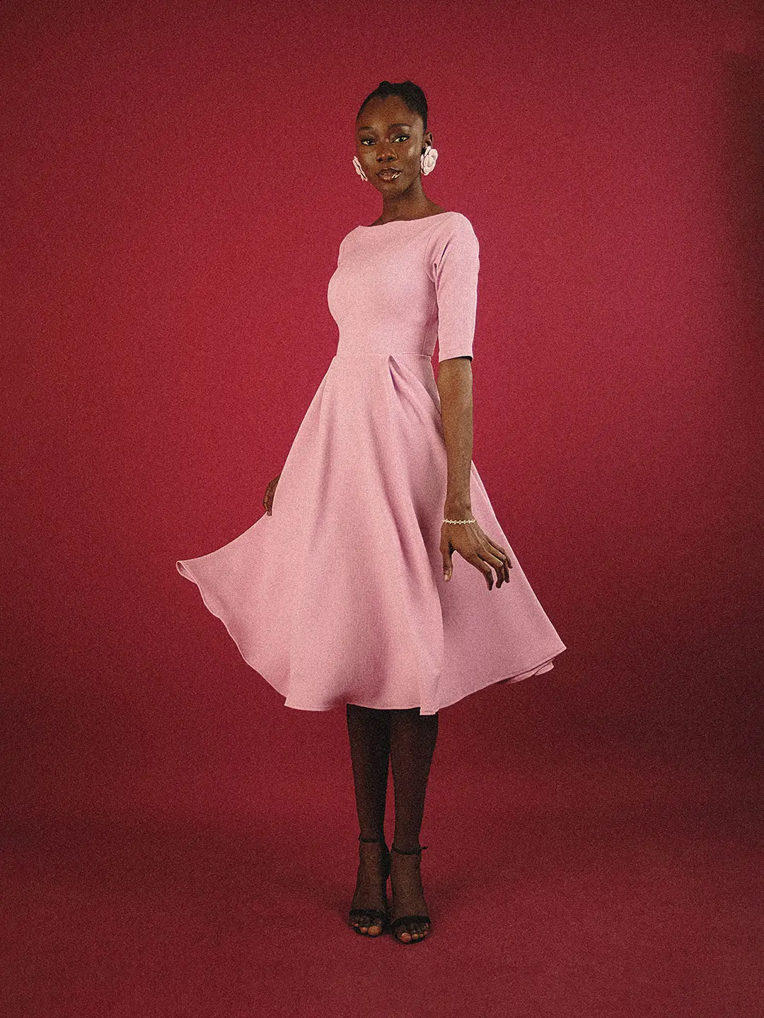 Boat neck flare dress - Image 9