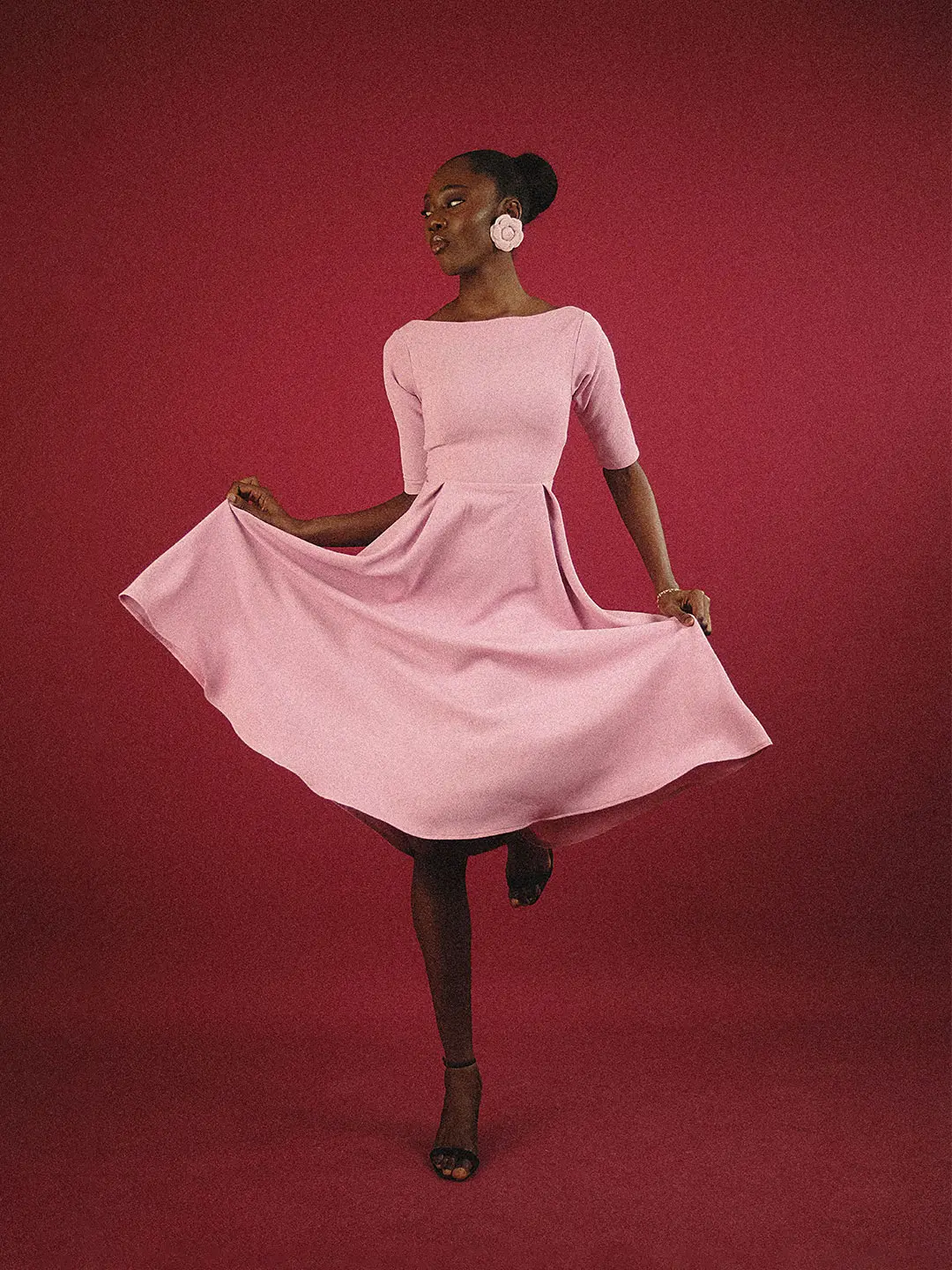 Boat neck flare dress - Image 8