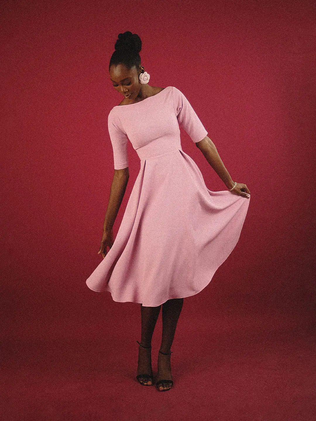 Boat neck flare dress - Image 14