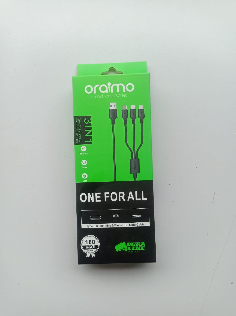 oraimo 3 in 1 cable micro type c iphoneimage