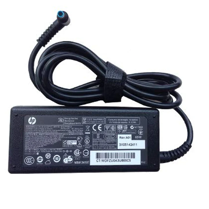 hp laptop adapter charger blue pin 65wimage