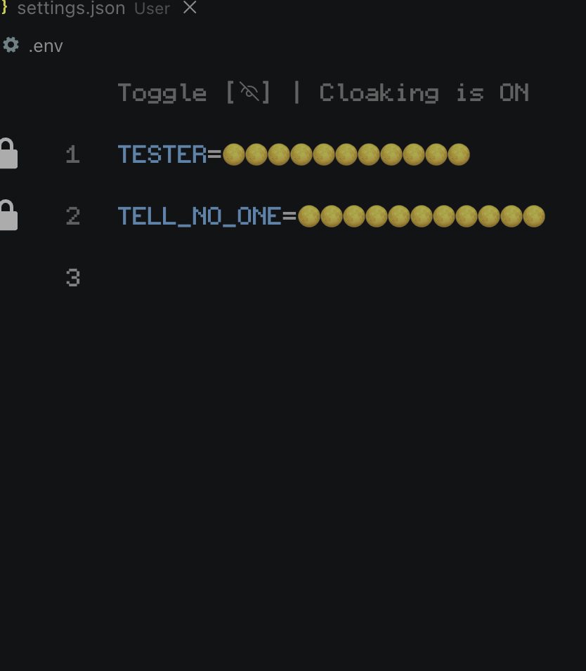 .env values cloaked in the editor