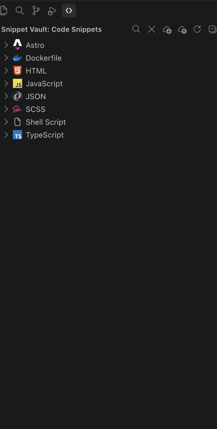 Code Snippets sidebar view