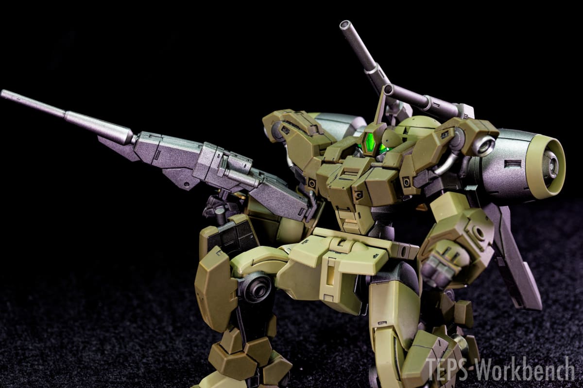 HG 1/144 デミバーディング 製作記録｜白と黄土色の機体をオリーブドラブのミリタリー調に
