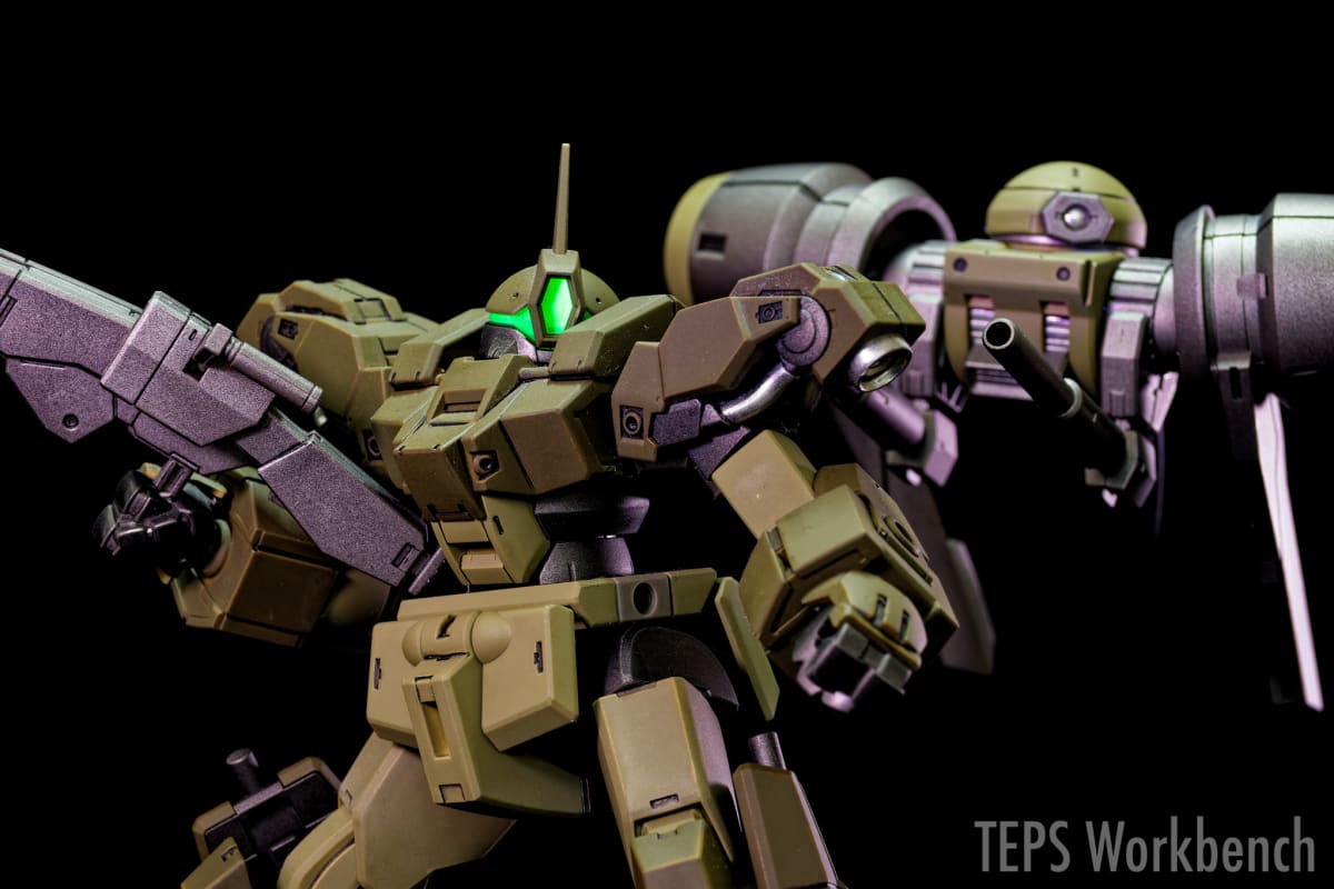 HG 1/144 デミバーディング 製作記録｜白と黄土色の機体をオリーブドラブのミリタリー調に