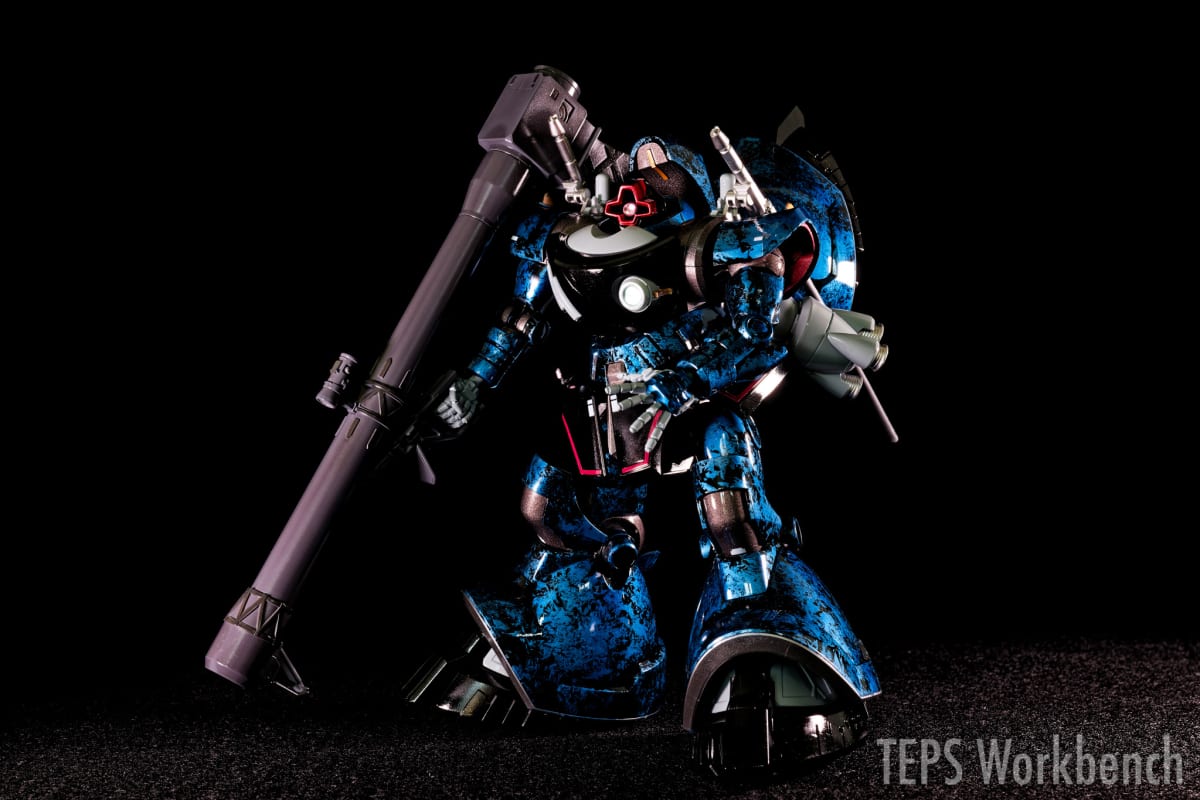 HG 1/144 シャリア専用リック・ドム 製作記録｜ウエットティッシュで大失敗、ラップ塗装で大理石模様にリカバリー