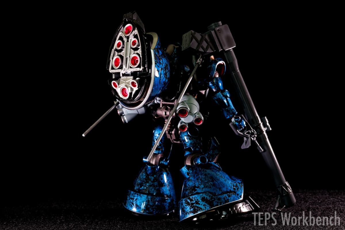 HG 1/144 シャリア専用リック・ドム 製作記録｜ウエットティッシュで大失敗、ラップ塗装で大理石模様にリカバリー