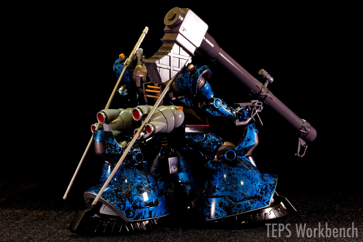 HG 1/144 シャリア専用リック・ドム 製作記録｜ウエットティッシュで大失敗、ラップ塗装で大理石模様にリカバリー