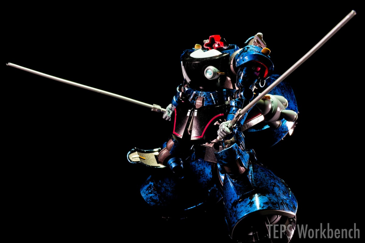 HG 1/144 シャリア専用リック・ドム 製作記録｜ウエットティッシュで大失敗、ラップ塗装で大理石模様にリカバリー