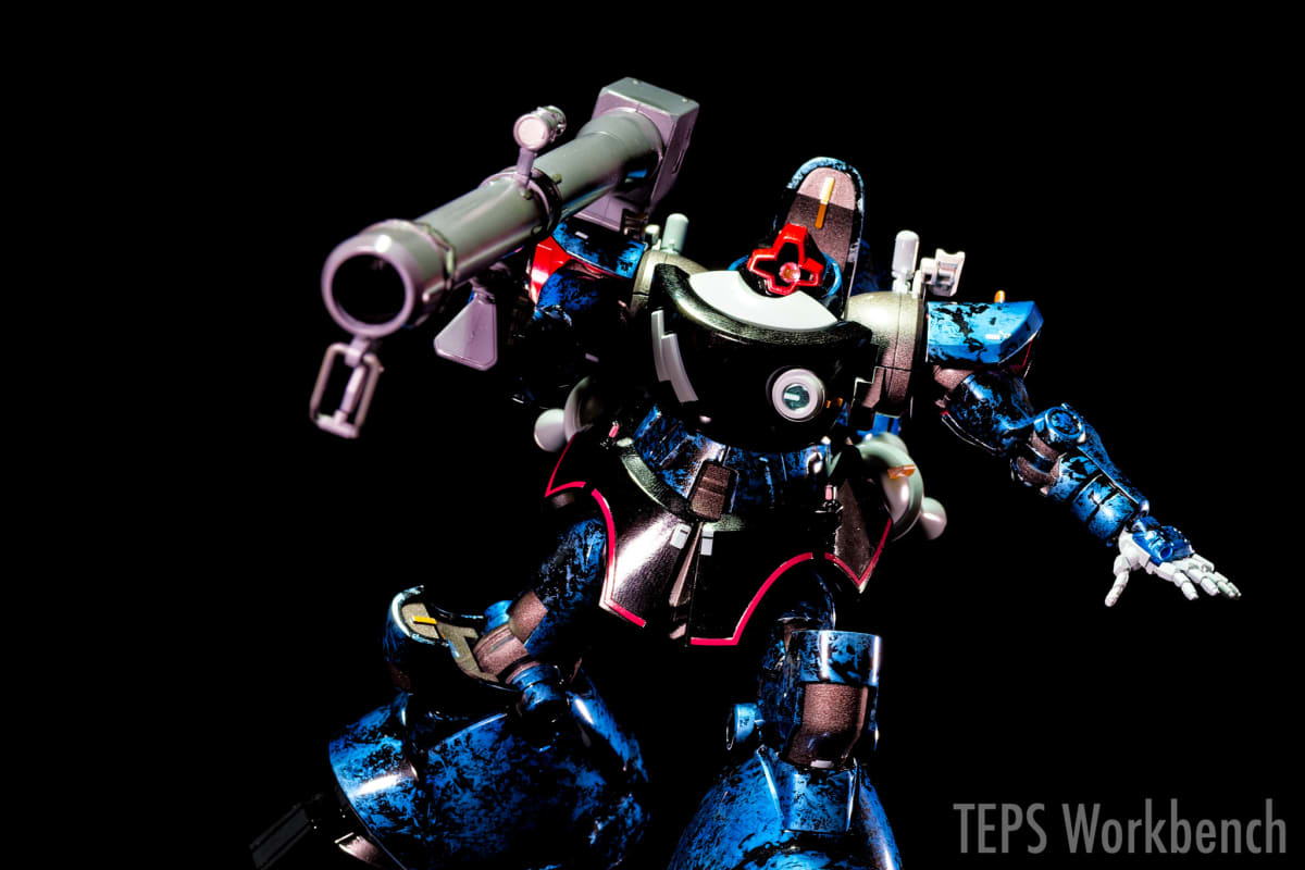 HG 1/144 シャリア専用リック・ドム 製作記録｜ウエットティッシュで大失敗、ラップ塗装で大理石模様にリカバリー