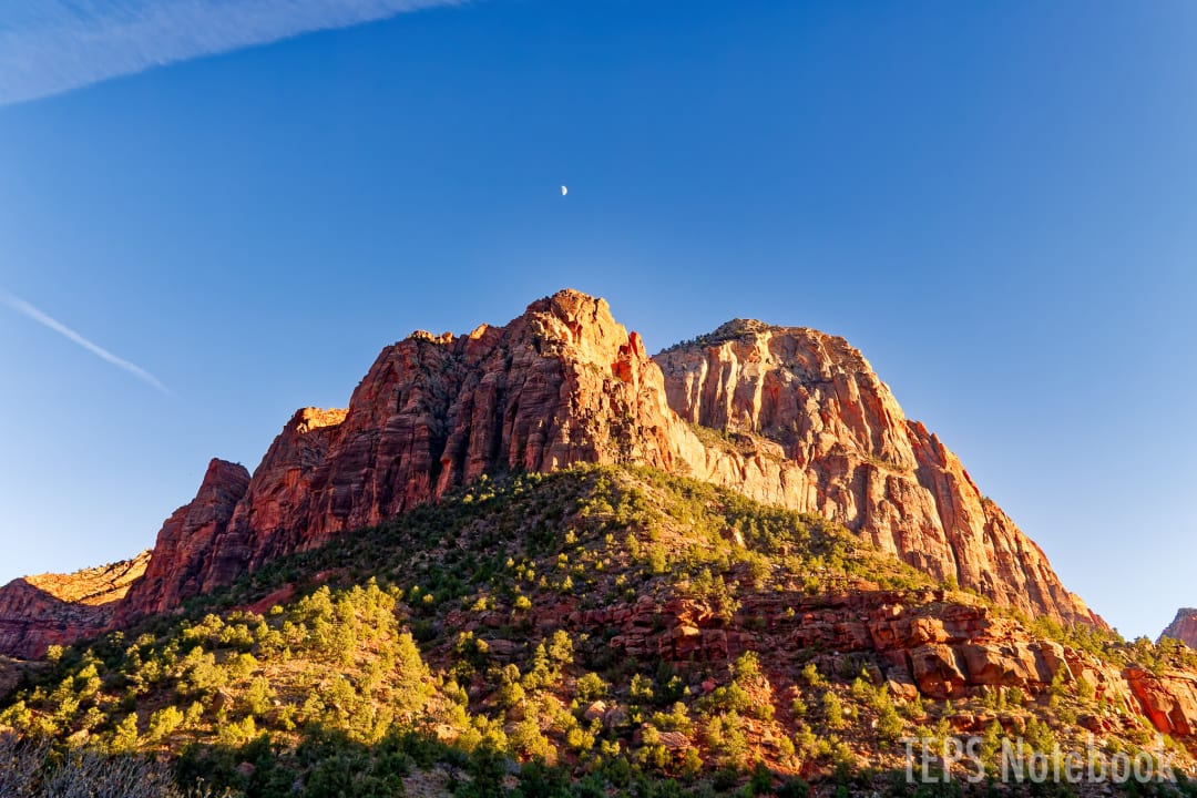 Crags, Trees and Moon