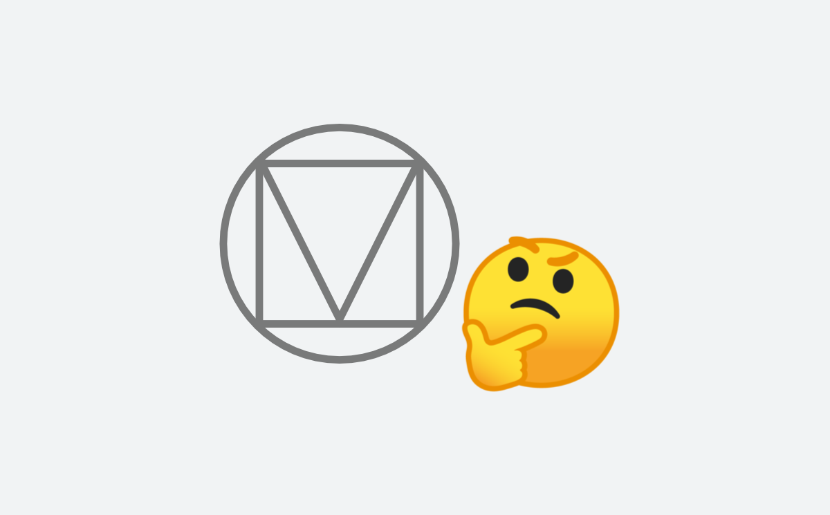 The thinking face emoji looking at the Material Design logo.