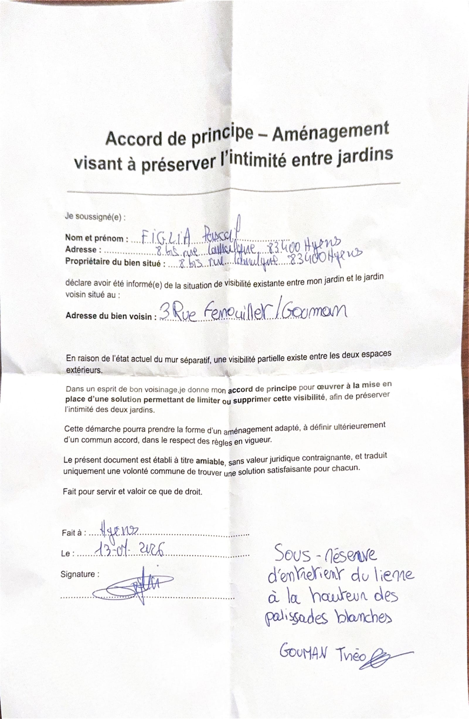 Accord de principe entre jardins