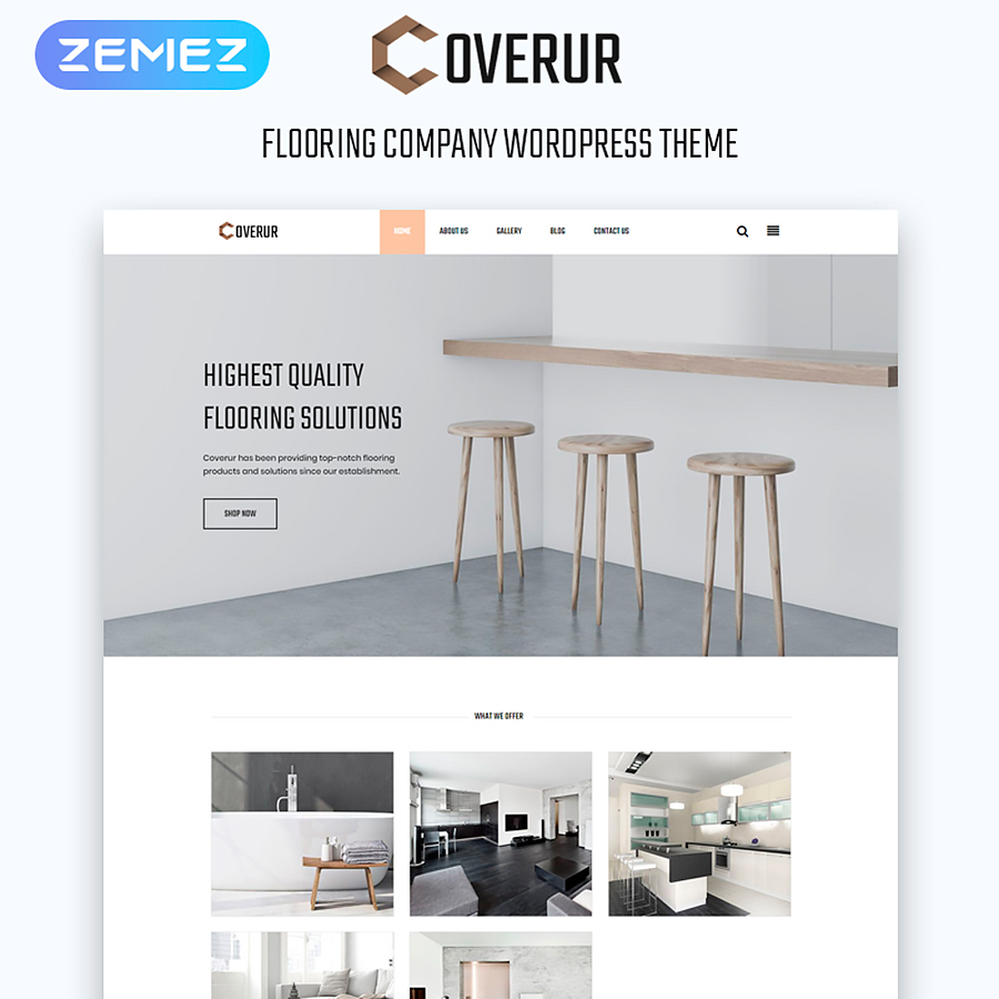 Coverur - Flooring Company Multipurpose Minimal Elementor WordPress Theme