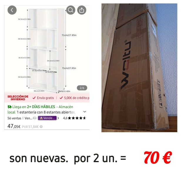 Продаю стеллажи (2 шт. = 70 € ) Новые, нераспакованные даже. Аликанте. Самовывоз