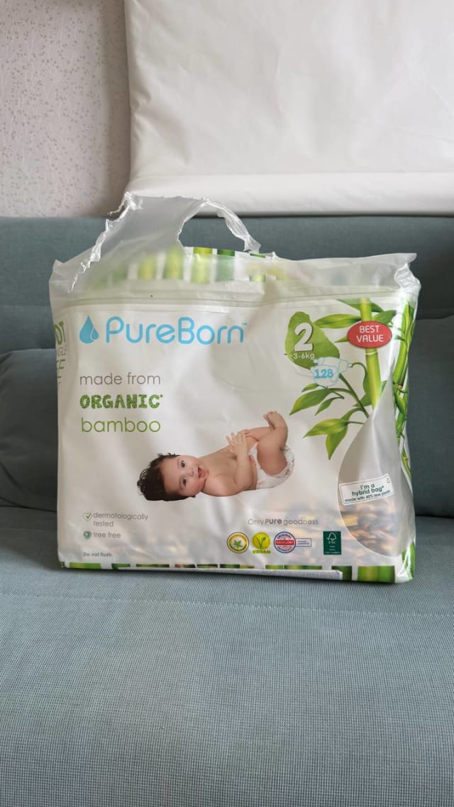 Пол пачки pureborn 2 из органического хлопка, леопардовые🐆 не успели использовать, выросли(