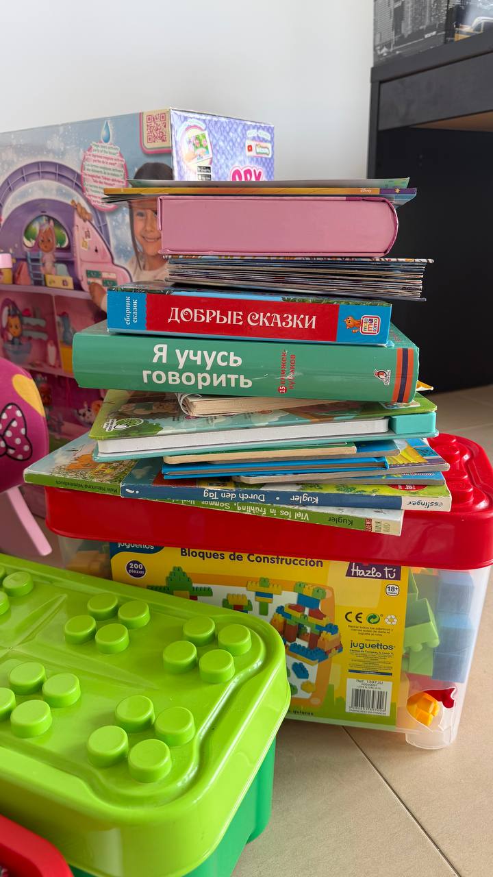 Кресло-качалка, книги, конструктор, домик 3
