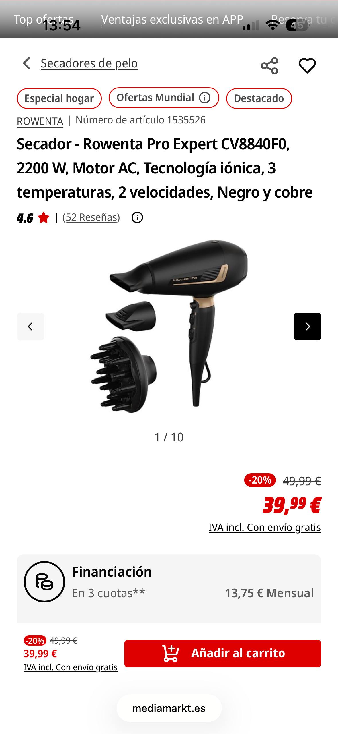 Фен Rowenta 15€ 2