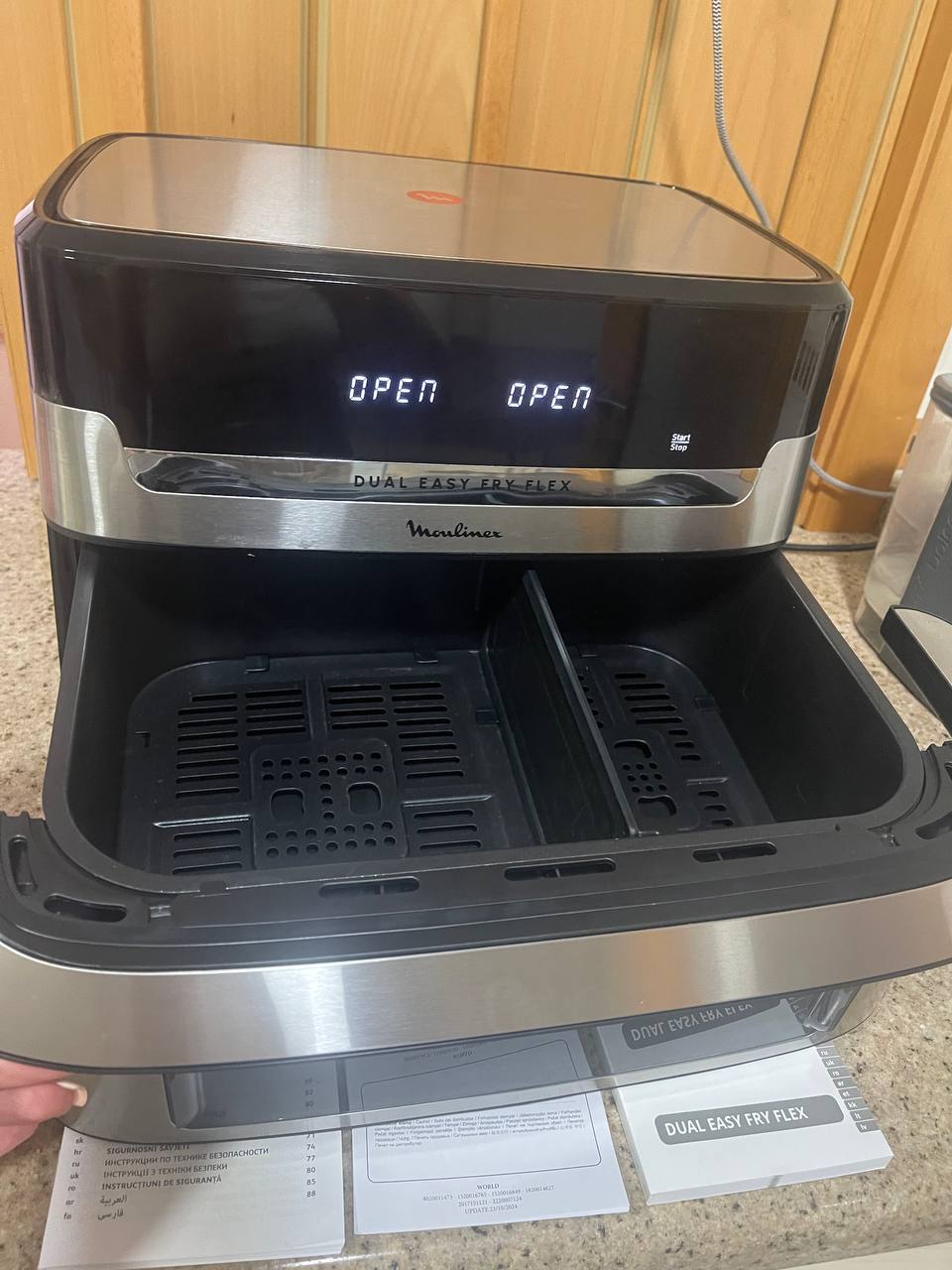 Аэрогриль Moulinex Dual Easy Fry Flex 9L на 2 отделения. 