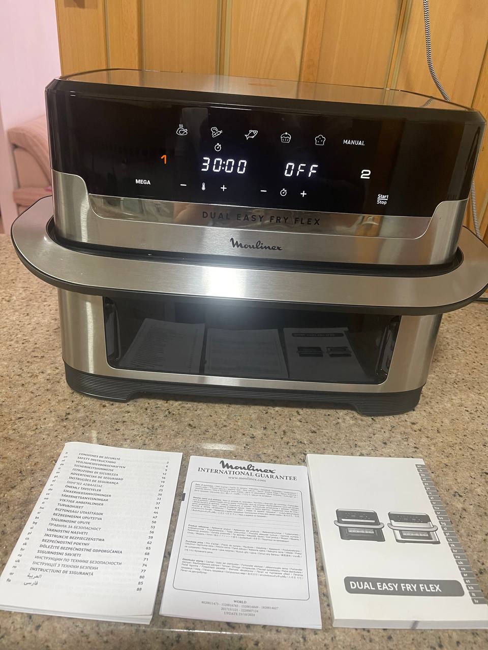 Аэрогриль Moulinex Dual Easy Fry Flex 9L на 2 отделения. 2