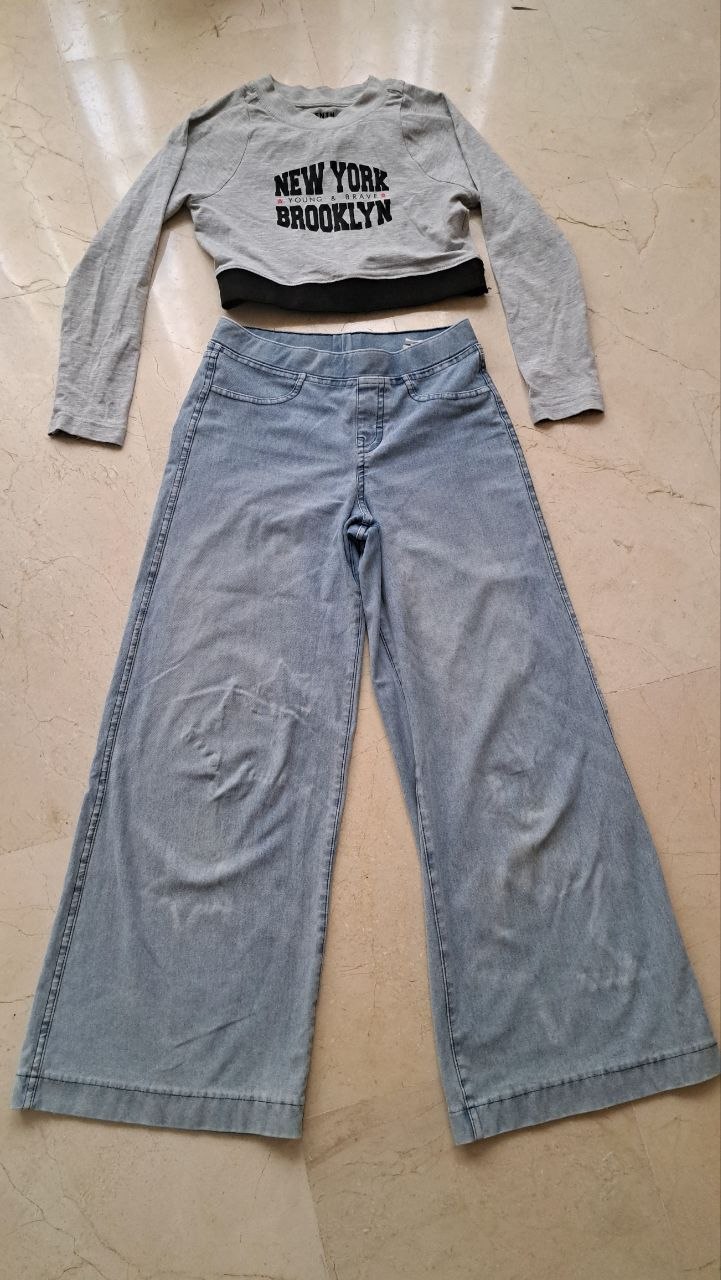 Джинсы H&M доя девочки 9-10 лет рост 140. Топ в подарок. 10€
