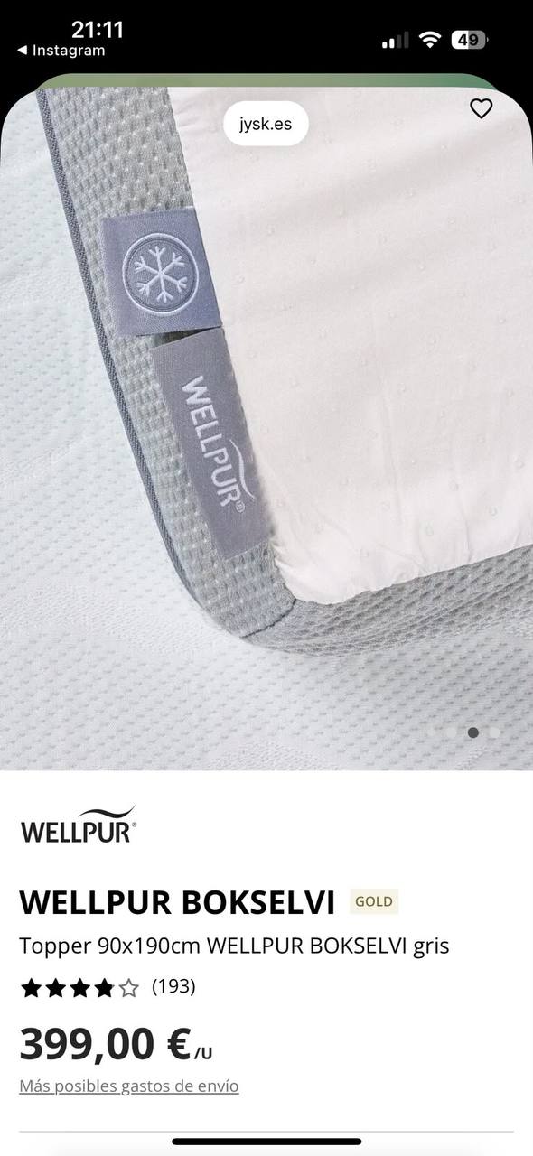 Продаю Наматрасник AIR 90x190 см BOKSELVI из пены с эффектом памяти от WELLPUR,покупала за 399€, про 2