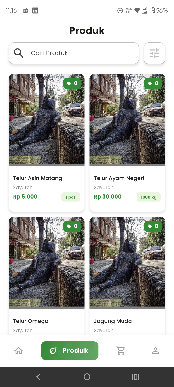 Product screen