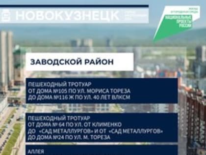 В Заводском районе Новокузнецка к благоустройству в 2025 году предлагаются 3 объекта