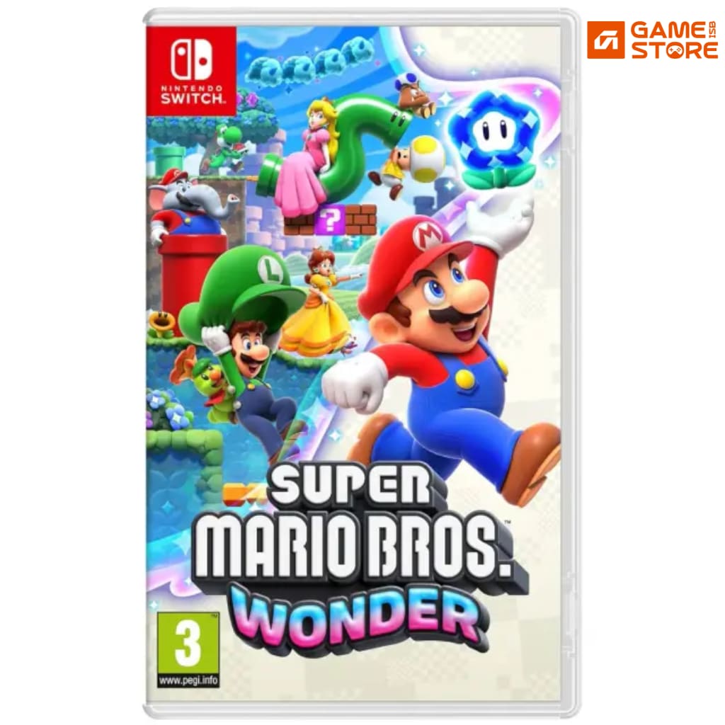 Super Mario Bros Wonder Nintendo Switch game box cover Mario Wonder Nintendo Switch Wonder Flower transformation gameplay