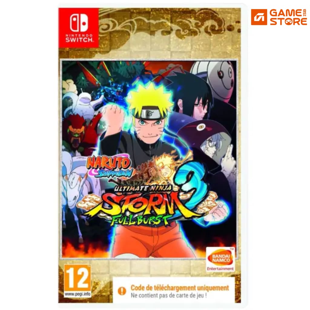 Naruto Shippuden Ultimate Ninja Storm 3 Nintendo Switch game box showing Naruto in Sage Mode with Nine-Tails in the background