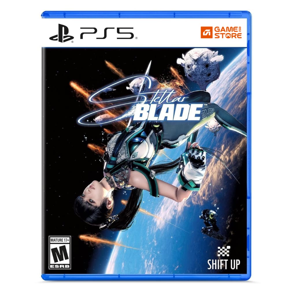 Stellar Blade PS5 game cover featuring Eve with a sword in a post-apocalyptic world - Stellar Blade Game Action RPG PS5