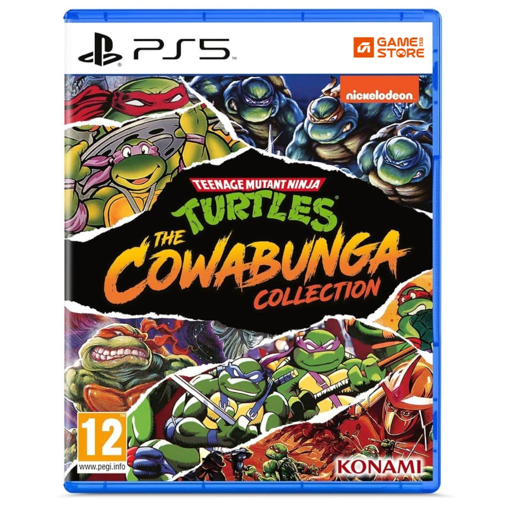 TMNT Cowabunga Collection PS5 game cover showing all four Ninja Turtles – 13 classic TMNT games collection available at PS5 games price in Pakistan