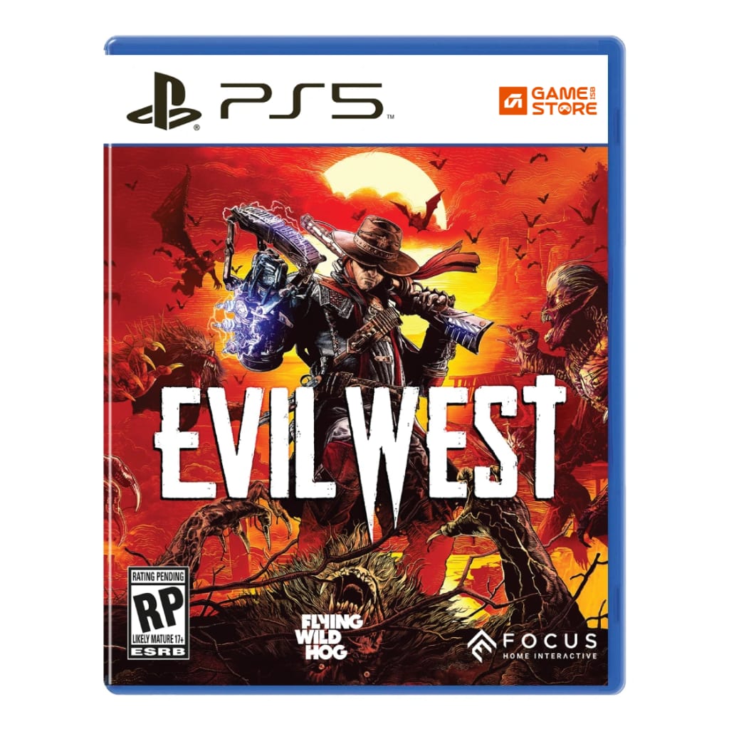 Evil West PS5 game cover showing Jesse Rentier with a gauntlet and rifle facing vampires in the Wild West - Evil West PS5 action game Pakistan