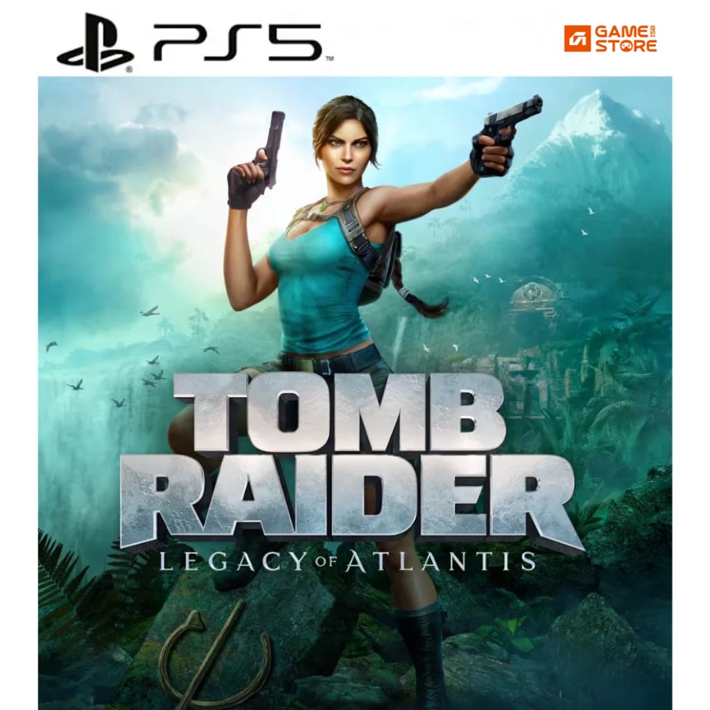 Tomb Raider Legacy of Atlantis PS5 digital game pre-order cover showing Lara Croft adventure in ancient ruins