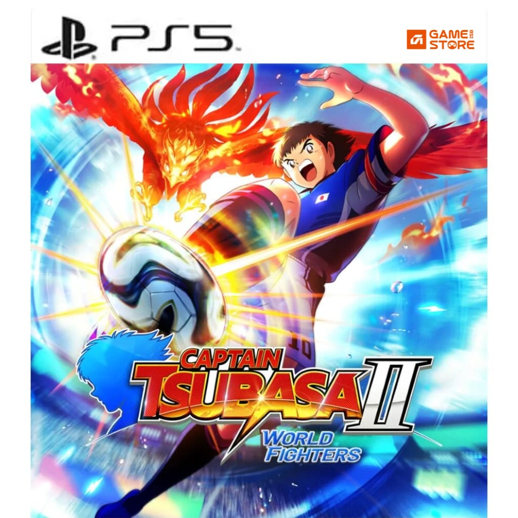 Captain Tsubasa 2 World Fighters PS5 pre-order digital game cover showing Captain Tsubasa football anime game super moves