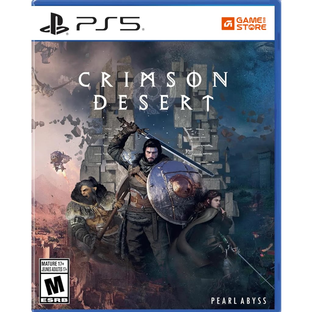 Crimson Desert PS5 game cover - open world RPG featuring Kliff in battle on the continent of Pywel